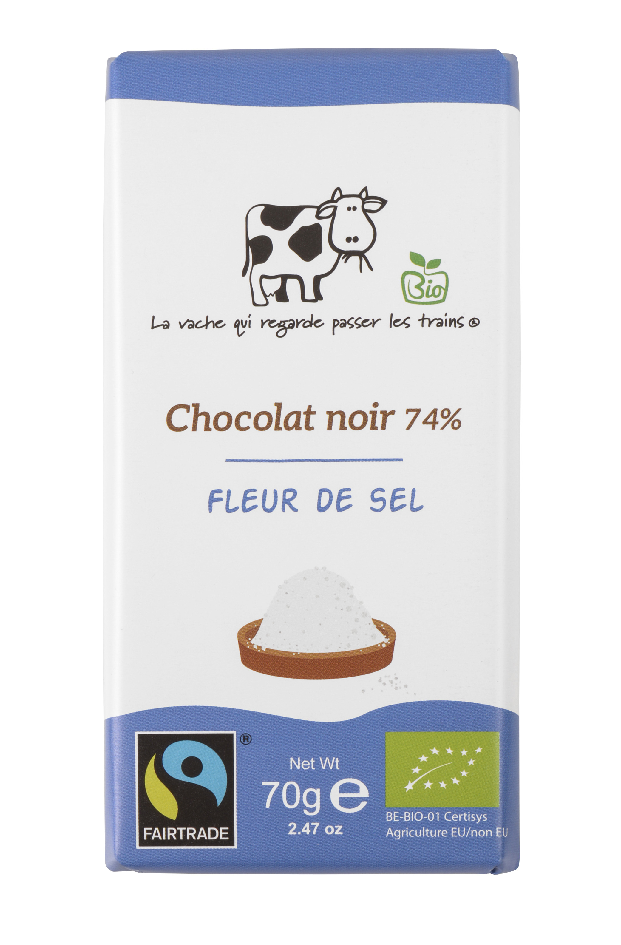 ORGANIC 74% DARK CHOCOLATE BAR WITH FLOWER SALT