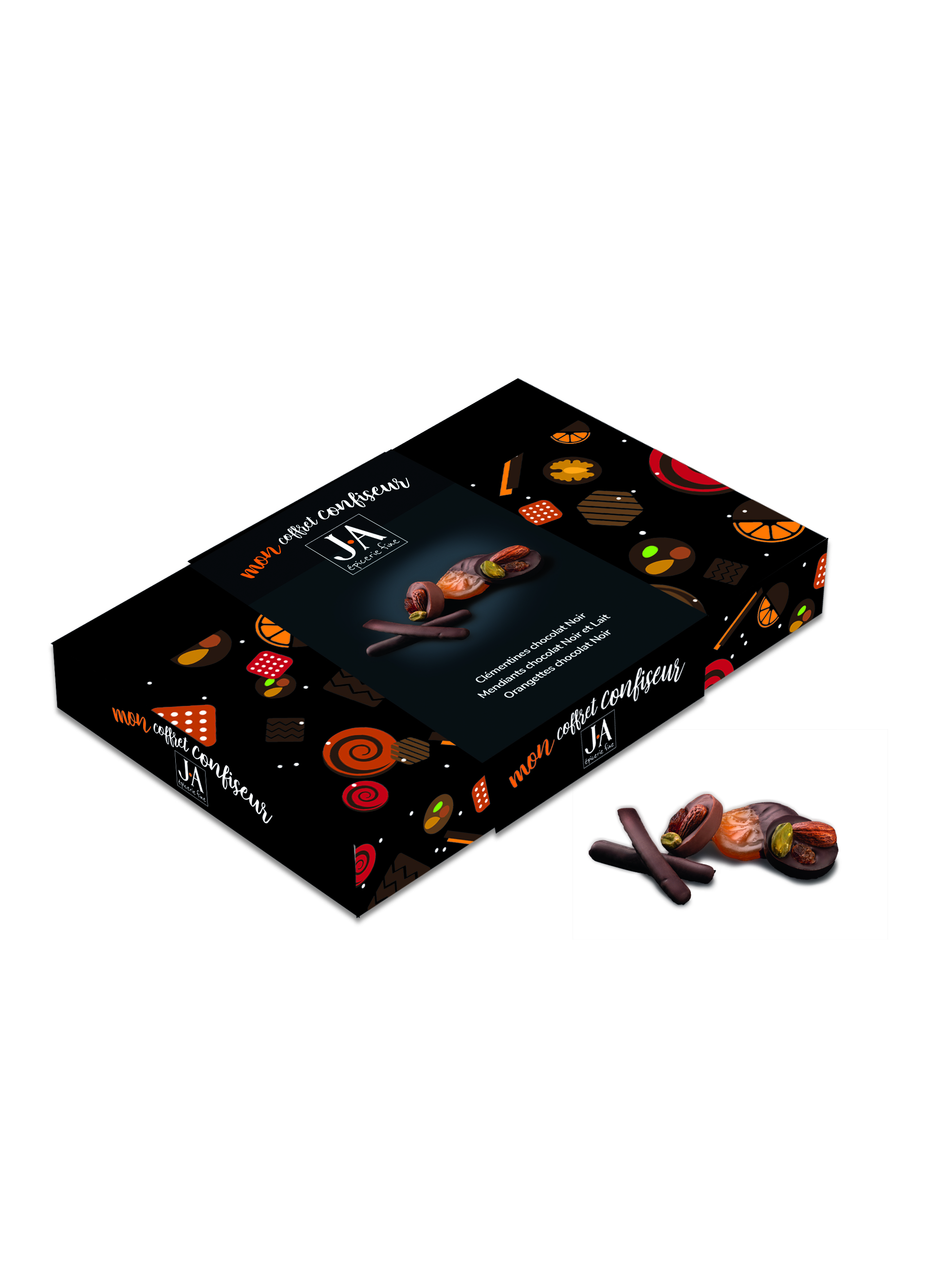 BOX OF THE CONFECTIONER BEGGARS, ORANGETTES AND SLICES OF COATED CLEMENTINES