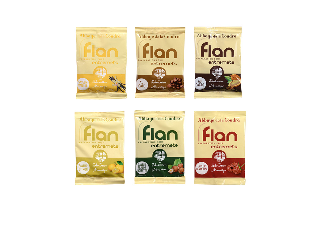 PUDDING DISPLAY RANGE COCOA, COFFEE, LEMON, HAZELNUT, VANILLA, RASPBERRY