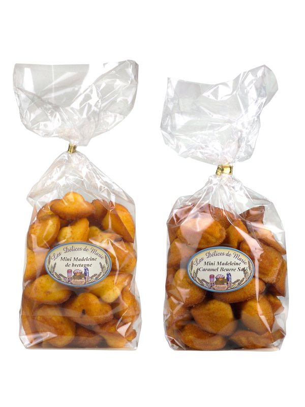 RANGE OF SMALL BRITAIN MADELEINES AND SMALL MADELEINES WITH SALTED BUTTER CARAMEL FLAVOR